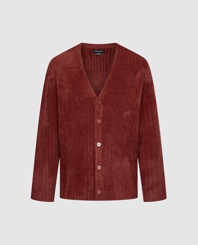 URBAN REVIVO - Áo khoác cardigan nam cổ V tay dài lông mịn 