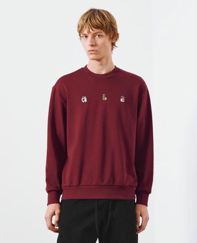  URBAN REVIVO - Áo sweatshirt nam cổ tròn tay dài phối họa tiết 