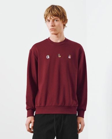  URBAN REVIVO - Áo sweatshirt nam cổ tròn tay dài phối họa tiết 