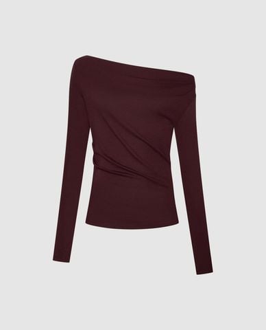  URBAN REVIVO - Áo trễ vai nữ tay dài phom ôm 