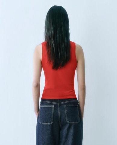 URBAN REVIVO - Áo sát nách nữ phối dây buộc eo 