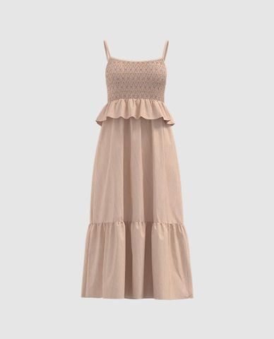  URBAN REVIVO - Đầm hai dây midi Ruffle Hem A Line 