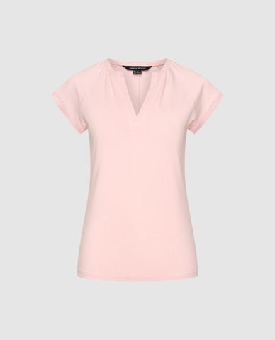  URBAN REVIVO - Áo thun nữ cổ V tay ngắn 