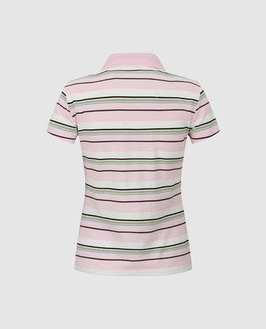  URBAN REVIVO - Áo polo nữ cổ bẻ tay ngắn kẻ sọc 