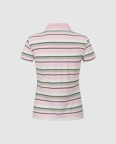  URBAN REVIVO - Áo polo nữ cổ bẻ tay ngắn kẻ sọc 