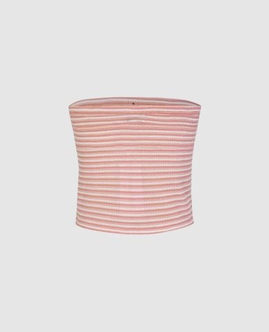  URBAN REVIVO - Áo kiểu nữ cúp ngực phối sọc thời thượng 