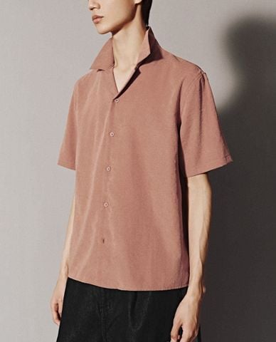  URBAN REVIVO - Áo sơ mi nam cổ bẻ tay ngắn Lapel 