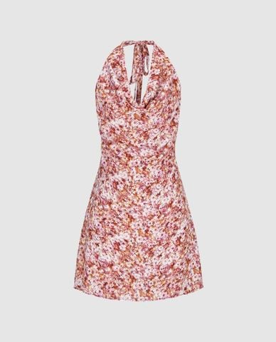  URBAN REVIVO - Đầm sát nách mini cổ yếm Floral 