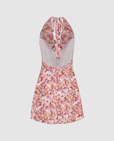  URBAN REVIVO - Đầm sát nách mini cổ yếm Floral 