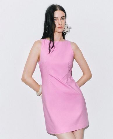  URBAN REVIVO - Đầm sát nách mini hở lưng phối nơ 