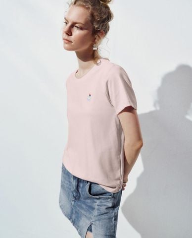  URBAN REVIVO - Áo thun nữ cổ tròn tay ngắn in họa tiết 