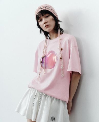  URBAN REVIVO - Áo thun nữ cổ tròn tay ngắn trẻ trung 