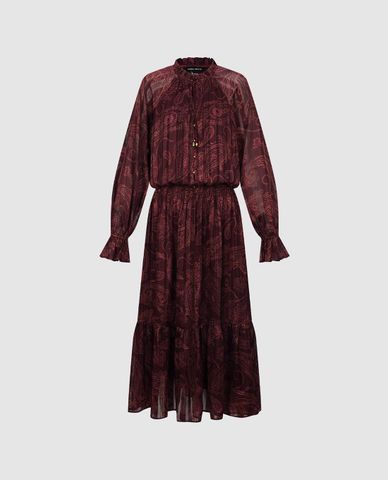  URBAN REVIVO - Đầm xếp tầng midi tay bèo dáng xòe 