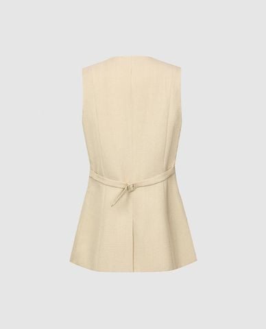  URBAN REVIVO - Áo khoác gilet nữ cổ V nhấn eo 