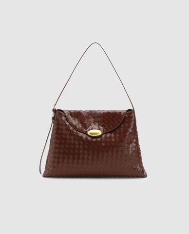  URBAN REVIVO - Túi đeo vai nữ hình thang nắp gập 