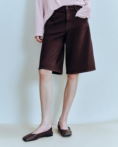  URBAN REVIVO - Quần short jeans nữ ống rộng cá tính 