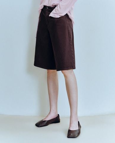  URBAN REVIVO - Quần short jeans nữ ống rộng cá tính 