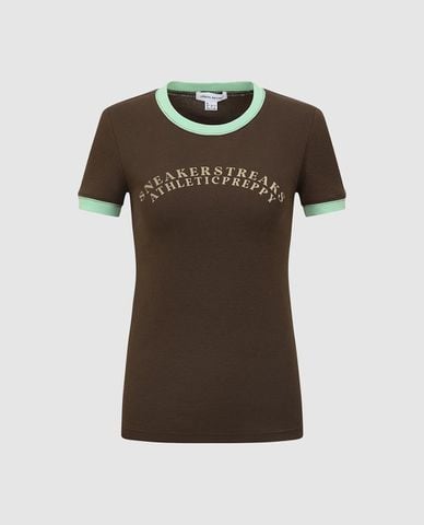  URBAN REVIVO - Áo thun nữ cổ tròn tay ngắn phom ôm 