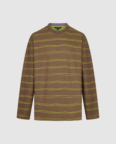  URBAN REVIVO - Áo thun nam cổ tròn tay dài kẻ sọc 