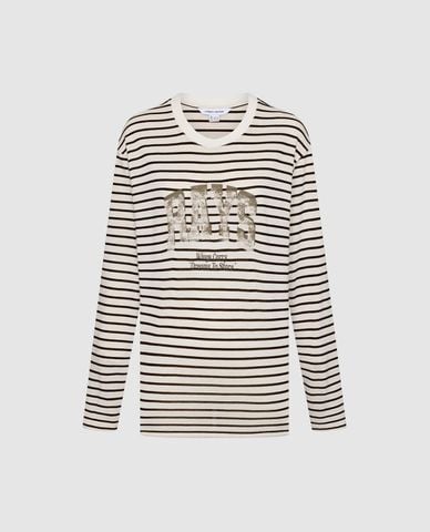  URBAN REVIVO - Áo thun nữ cổ tròn tay dài in họa tiết 