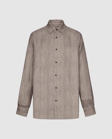  URBAN REVIVO - Áo sơ mi nam cổ bẻ tay dài họa tiết xương cá 