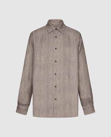  URBAN REVIVO - Áo sơ mi nam cổ bẻ tay dài họa tiết xương cá 