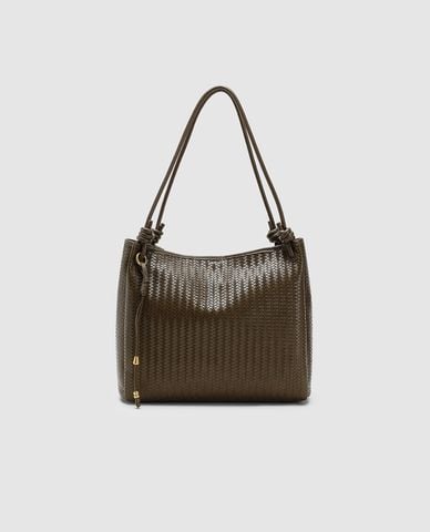  URBAN REVIVO - Túi đeo vai nữ hình vuông phối tua rua 