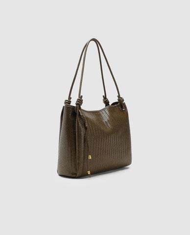  URBAN REVIVO - Túi đeo vai nữ hình vuông phối tua rua 