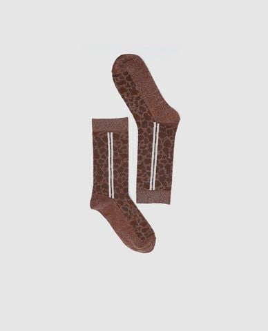  URBAN REVIVO - Vớ nữ cổ cao họa tiết da beo phối sọc 