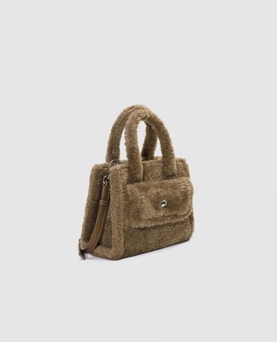  URBAN REVIVO - Túi xách nữ hình vuông phối lông 