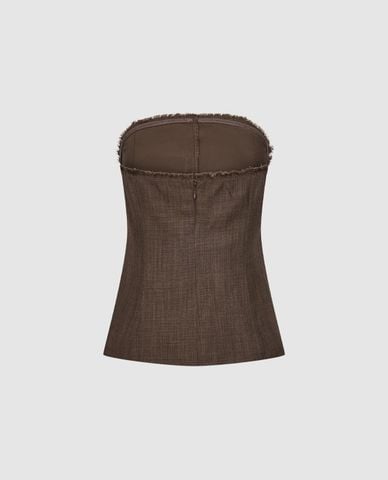  URBAN REVIVO - Áo kiểu nữ tua rua phối khóa zip 