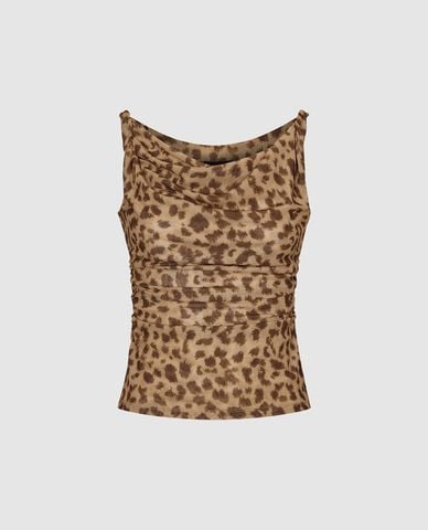  URBAN REVIVO - Áo sát nách nữ họa tiết da báo 