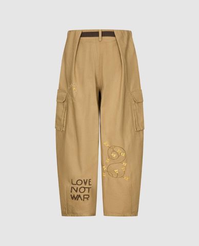  URBAN REVIVO - Quần nam ống rộng thêu họa tiết 