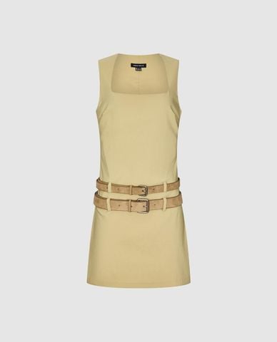  URBAN REVIVO - Đầm sát nách mini cổ vuông phối đai đôi 