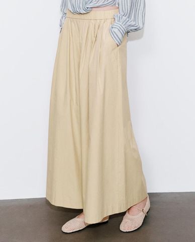  URBAN REVIVO - Quần nữ ống rộng lưng thun xếp li 