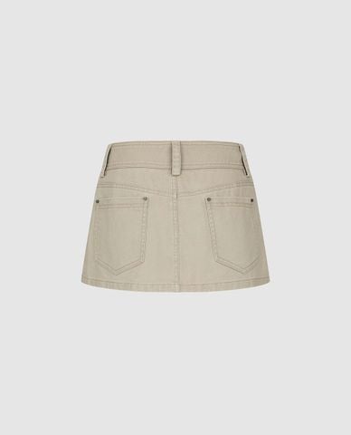  URBAN REVIVO - Chân váy chữ A mini cạp cao phối nút 