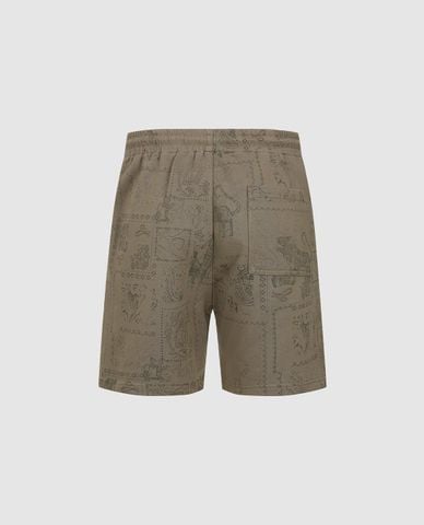  URBAN REVIVO - Quần short nam ống rộng phối họa tiết 
