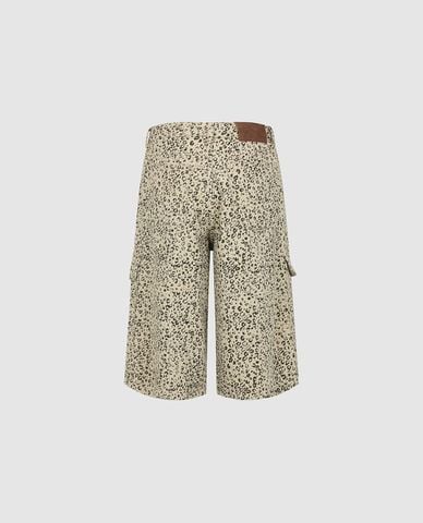  URBAN REVIVO - Quần short jeans nữ da beo túi hộp 