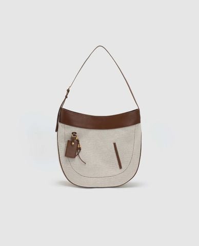  URBAN REVIVO - Túi đeo vai nữ phom bán nguyệt phối charm 