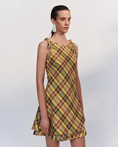  URBAN REVIVO - Đầm hai dây mini thắt nơ nữ tính 