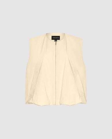  URBAN REVIVO - Áo khoác gilet nữ phối khóa kéo Leisure 
