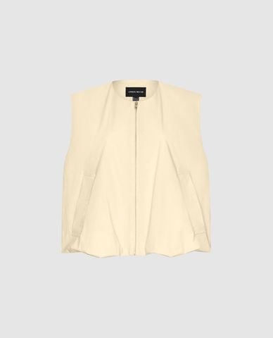  URBAN REVIVO - Áo khoác gilet nữ phối khóa kéo Leisure 