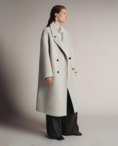  URBAN REVIVO - Áo khoác măng tô nữ dáng dài cổ điển 