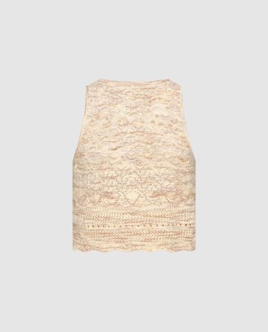  URBAN REVIVO - Áo ba lỗ nữ dệt kim họa tiết ren 