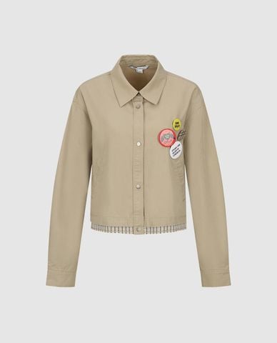  URBAN REVIVO - Áo sơ mi nữ cổ bẻ tay dài viền caro 