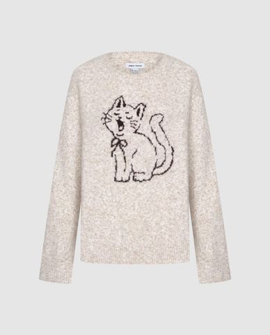  URBAN REVIVO - Áo dệt kim nữ cổ tròn tay dài 