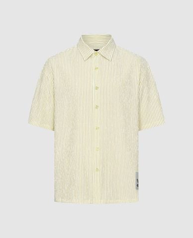  URBAN REVIVO - Áo sơ mi nam cổ bẻ tay ngắn kẻ sọc 