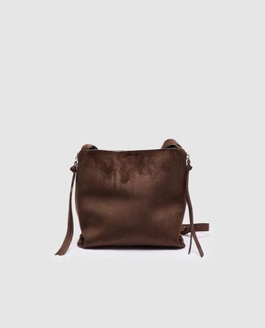  URBAN REVIVO - Túi đeo chéo nữ phối dây tua rua 