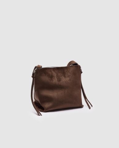  URBAN REVIVO - Túi đeo chéo nữ phối dây tua rua 