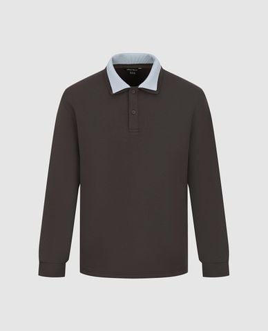  URBAN REVIVO - Áo polo nam cổ bẻ tay dài cổ điển 
